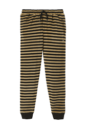 Women Solid - Women Velvet Jogging Pants, Striped black/khaki front view