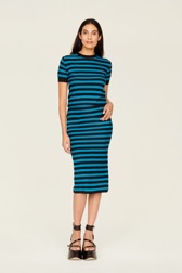 Women Raye - Women Poor Boy Striped Wool Maxi Skirt, Striped black/pruss.blue details view 3