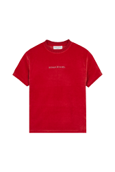 Women Solid - Women Velvet T-shirt, Red front view