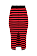 Women Raye - Women Poor Boy Striped Wool Maxi Skirt, Black/red back view