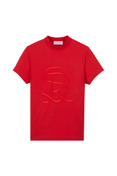 Women Solid - Cotton Jersey T-Shirt, Red front view