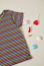 Girls - Multicolor Striped Girl T-shirt, Multico striped details view 2