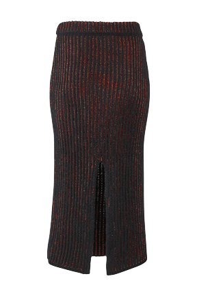 Women Maille - Women Lurex Long Skirt, Black/bronze back view