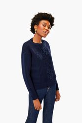 Women - Wool Twisted Sweater, Navy details view 1