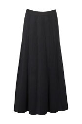 Jupe godet longue laine bicolore femme Noir vue de dos