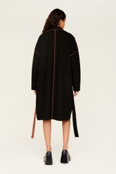 Women Maille - Women Double Face Wool Coat, Black back worn view