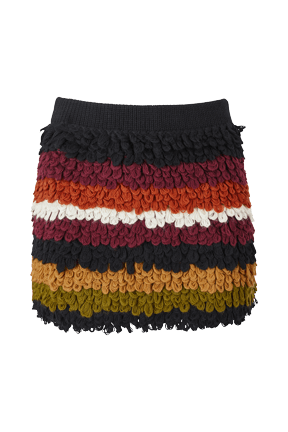 Women Maille - Women Bouclette Wool Short Skirt, Multico crea striped front view