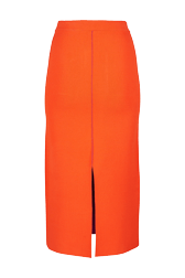 Women Two-Tone Long Skirt Orange back view