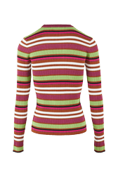 Women Maille - Women Multicolor Striped Sweater, Multico emerald striped back view