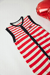 Striped Girl Sleeveless Dress Red/vanilla details view 1