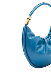 Femme - Sac domino medium en cuir, Bleu de prusse vue de détail 1