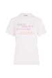T-shirt en coton citation en strass femme Baby rose vue de face