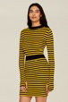 Femme Raye - Mini jupe chaussette rayée femme, Raye noir/moutarde vue de détail 1