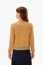 Women - Woolen Long Sleeve Sweater, Brun back worn view