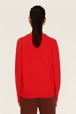 Femme Maille - Pull laine fleur en relief femme, Rouge vue portée de dos
