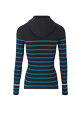Women Maille - Ribbed Wool Hoodie, Striped black/pruss.blue back view