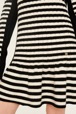 Women Striped Baby Doll Short Dress Black/ecru details view 3