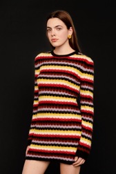 Women Maille - Striped Fluffy Short Dress, Multico crea details view 3