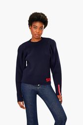 Women - Parma Wool Sweater, Black/blue details view 1