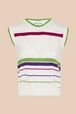 Women - Openwork tank top with multicolored stripes, Ecru front view
