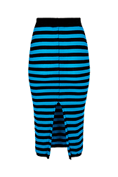 Women Raye - Women Poor Boy Striped Wool Maxi Skirt, Striped black/pruss.blue back view