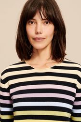 Women - Beige Signature Pullover with multicolor stripes, Night blue details view 2