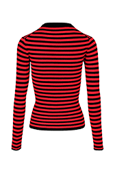 Women Raye - Women Multicoloured Striped Rib Sock Knit Sweater, Black/red back view