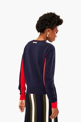 Women - Heart Sweater, Navy back worn view