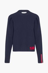 Women - Parma Wool Sweater, Black/blue front view