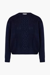 Women - Wool Twisted Sweater, Navy front view