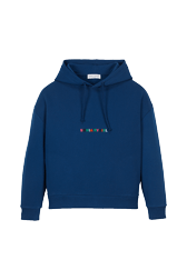 Women Solid - Multicolored Signature Hoodie, Prussian blue front view