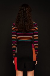 Women Maille - Women Multicolor Alpaca Wool Mini Skirt, Multico crea back worn view