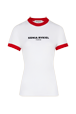 Femme Flock - T-shirt bicolore en coton logo Sonia Rykiel, Blanc vue de face