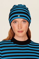 Women Poor Boy Striped Wool Beanie Striped black/pruss.blue details view 1