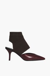Leather And Mesh Court Shoes Claret front view