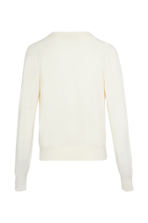 Women Rhinestone Quote Cotton Sweater White back view