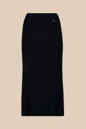 Femme - Jupe longue en maille côtelée, Noir vue de face