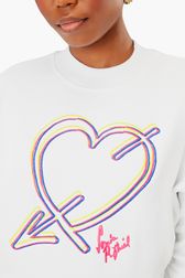 Femme - Sweatshirt crop cœur, Blanc vue de détail 2