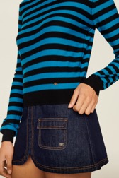 Women Raye - Women Brushed Poor Boy Striped Sweater, Striped black/pruss.blue details view 2