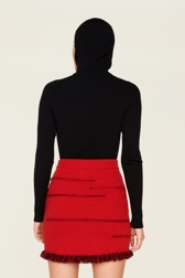 Femme Maille - Mini jupe laine intarsia charms femme, Rouge vue portée de dos