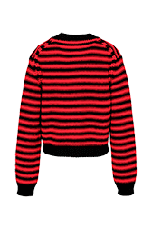 Women Raye - Women Big Poor Boy Striped Cardigan, Black/red back view