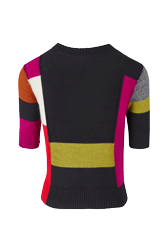 Women Maille - Women Multicolor Baby Alpaca Short Sleeve Sweater, Multico crea back view