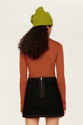 Women Solid - Women Denim Short Skirt, Black back worn view