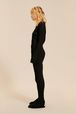 Femme - Cardigan manches longues en maille côtelée, Noir vue de détail 1