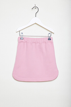 Girls Solid - Lip Print Fleece Girl Short Skirt, Pink back view