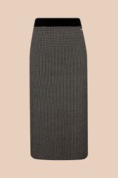 Women - Women Houndstooth Midi Skirt, Black front view