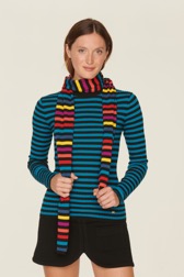 Women Raye - Women Poor Boy Striped Wool Scarf, Multico striped rf details view 1