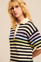 Women Multicolor Striped Oversize Polo Dress Night blue details view 2
