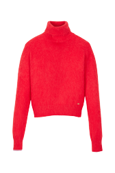 Women Mohair Turtleneck Red front view