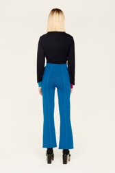 Women Milano Pants Prussian blue back worn view